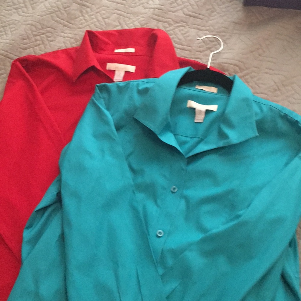 Two Chico's no iron shirts, size 2